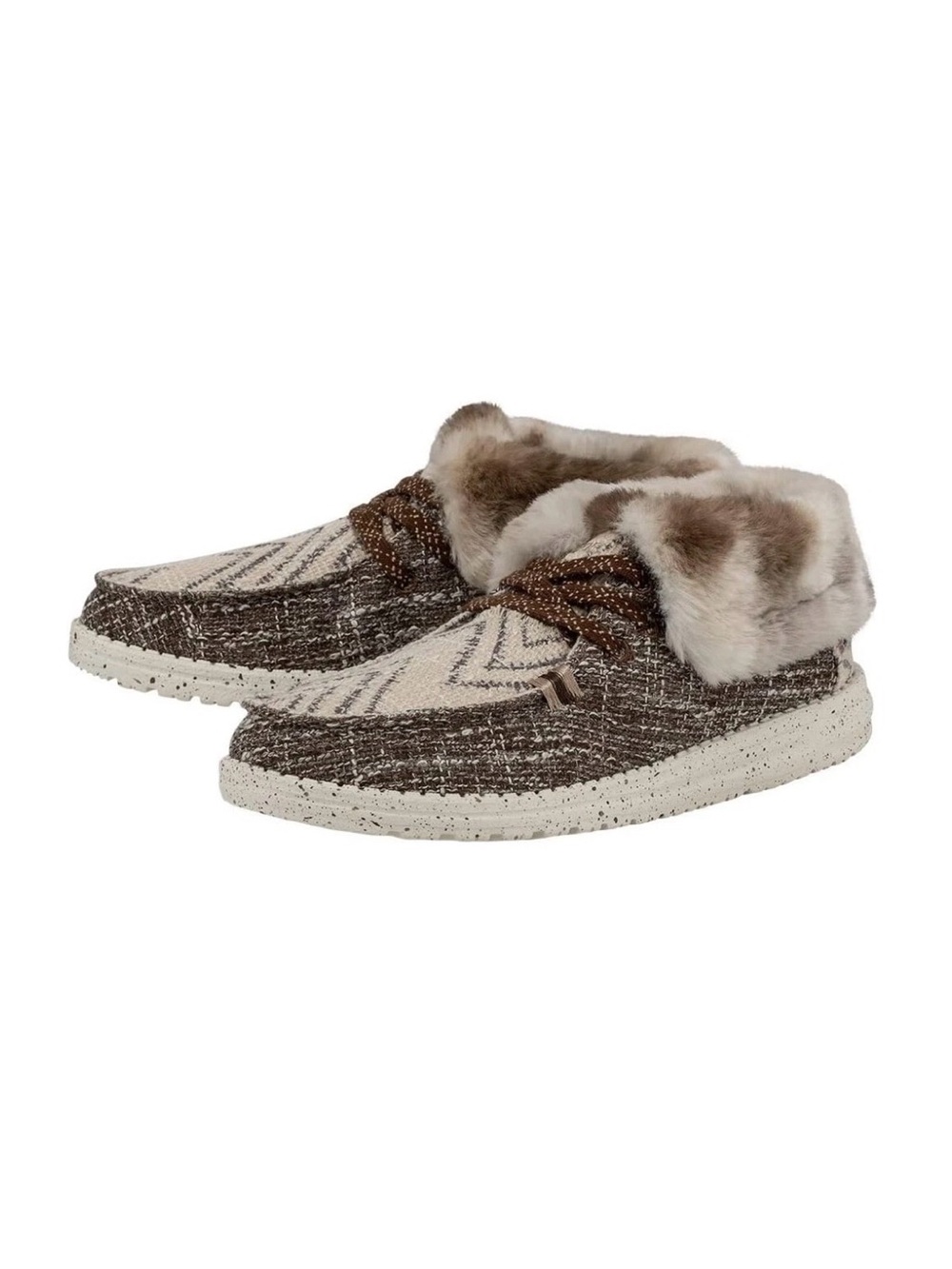 NEW Hey Dude Women's Brown/Boho Chevron Britt Cozy Shoes Size 6